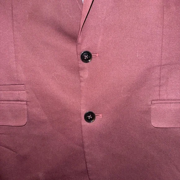 Men's Burgundy Blazer - Classic Two-Button Coat - Picture 5 of 6